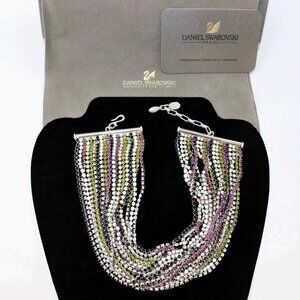 Daniel Swarovski Atelier Rare Signed Multi Strand Rainbow Choker Necklace